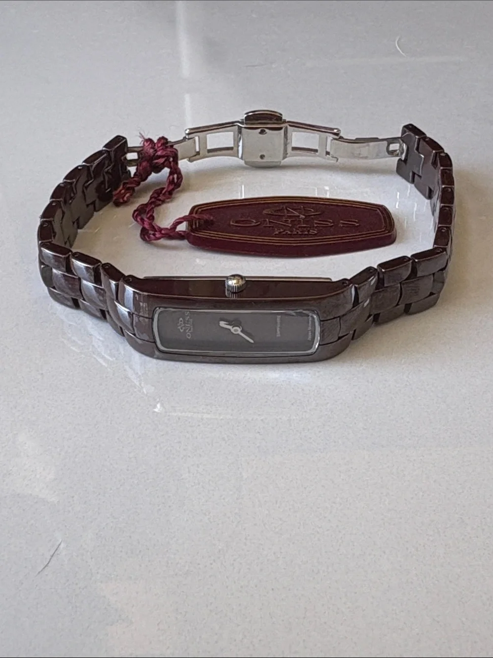 Women's Black Ceramic Bracelet Watch - Rectangular Dial